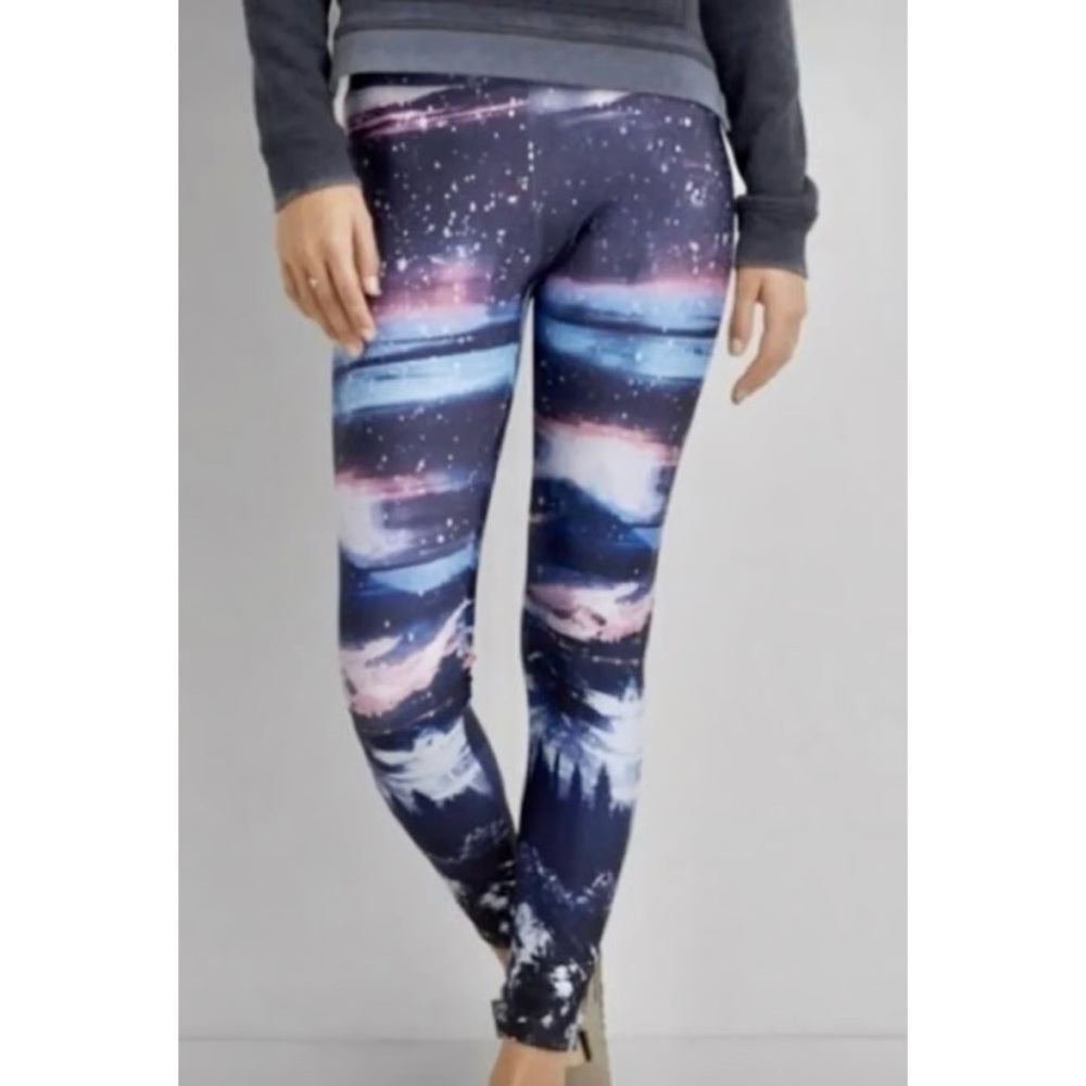 NWOT AEO American Eagle leggings purple nebula starry sky galaxy abstract print